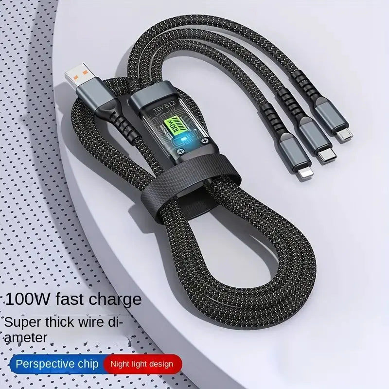 LineDot. 3-in-1 Fast Charging Cable (iPhone, Micro USB, Type C)
