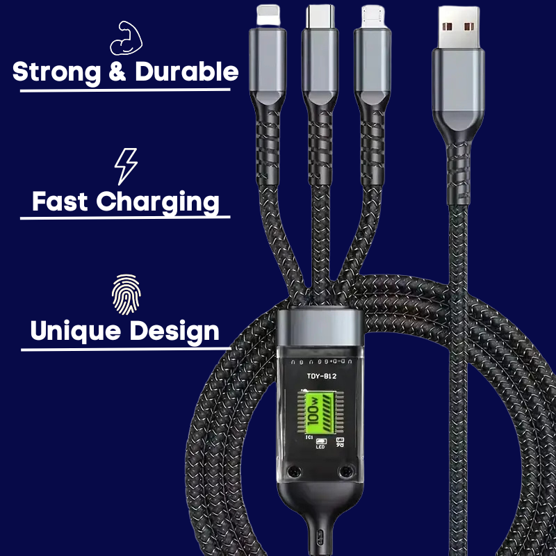 LineDot. 3-in-1 Fast Charging Cable (iPhone, Micro USB, Type C)